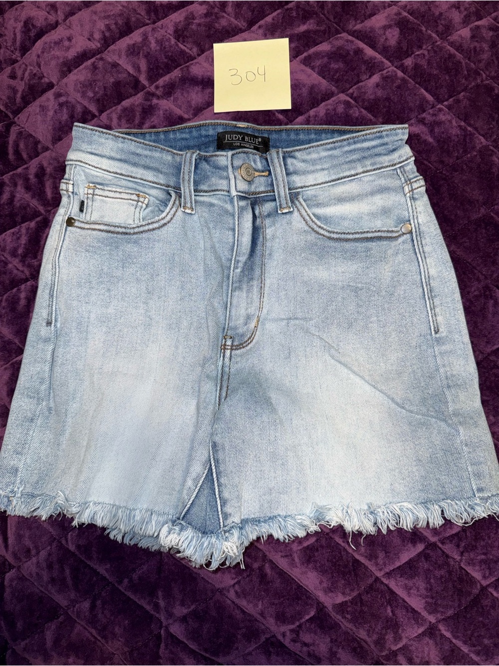 Judy Blue Light Blue Frayed Hem Denim Shorts
